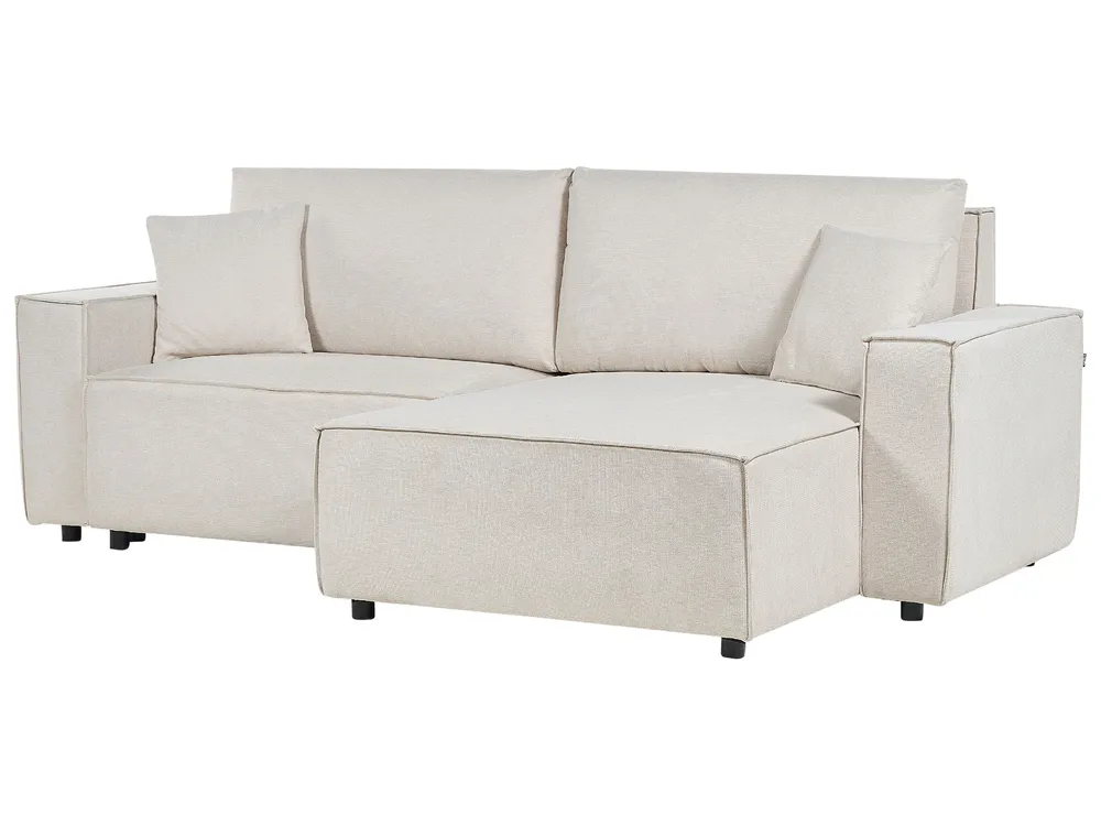 Sofa rozkładana dla 3 osób KARILA ze schowkiem Jasnobeżowy Lewostronny_885996