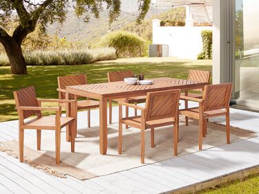 6 Seater Acacia Wood Garden Dining Set Light BARATTI