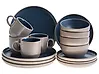 Set of 16 Dinnerware NUTMEG Stoneware Beige/ Blue
