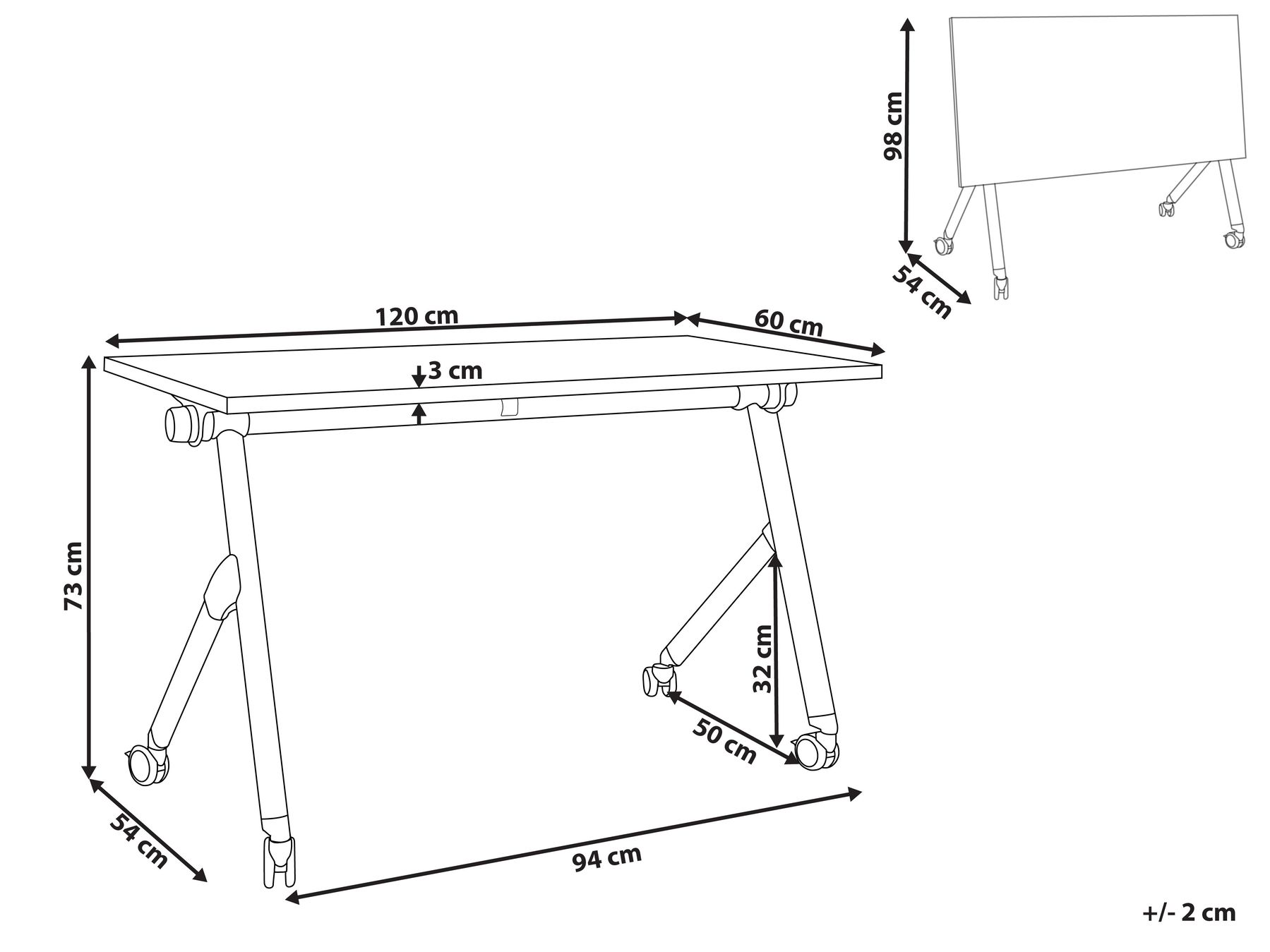 Składane biurko BENDI 120 cm 60 cm Brązowy_1030682