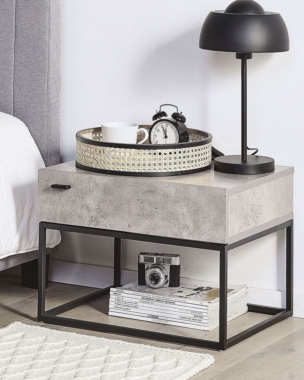 1 Drawer Bedside Table CAIRO Light Grey Beliani