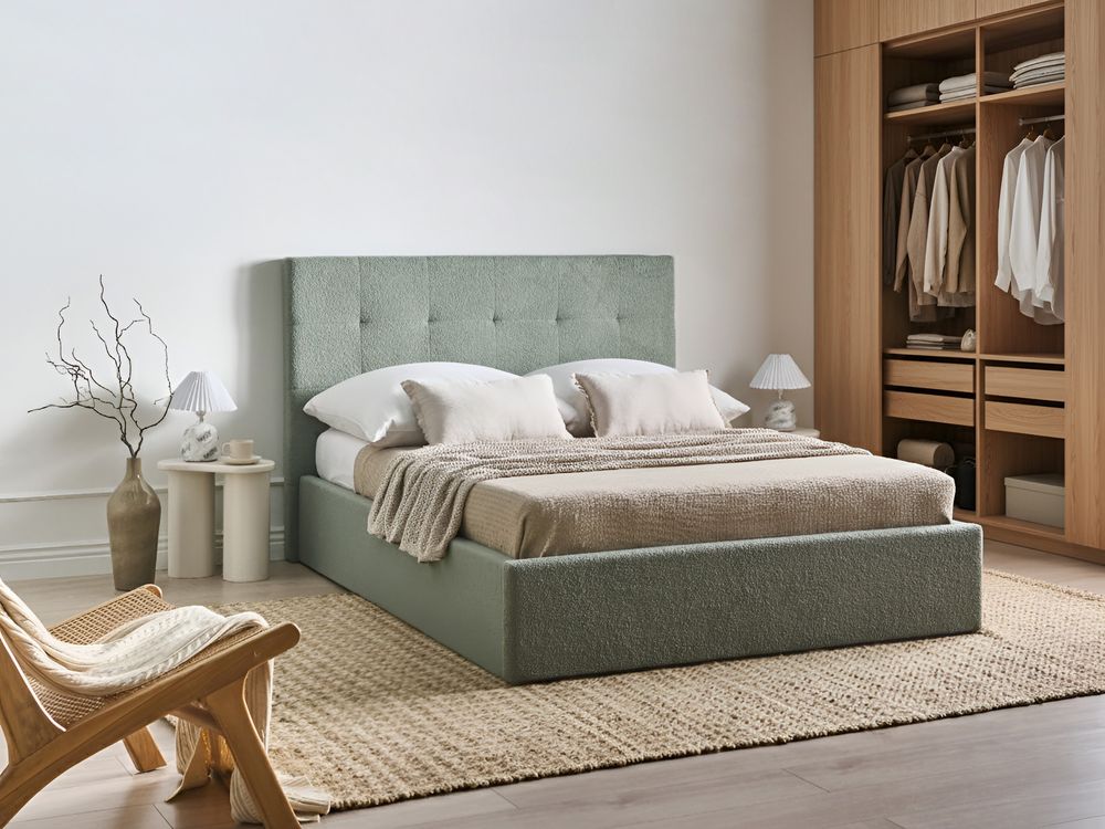 Lit ottoman LORIENT Bouclé Vert 140 x 200 cm