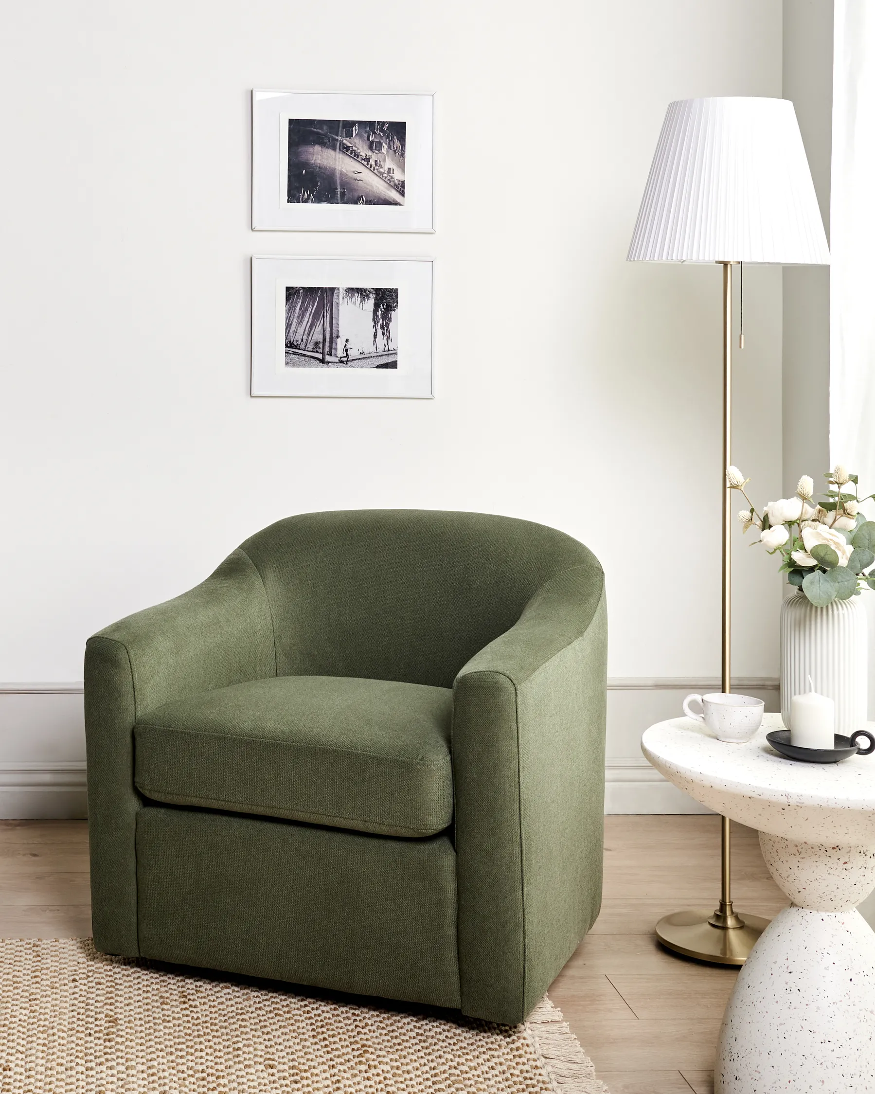 Swivel Armchair MAGNOR Fabric Dark Green_966246