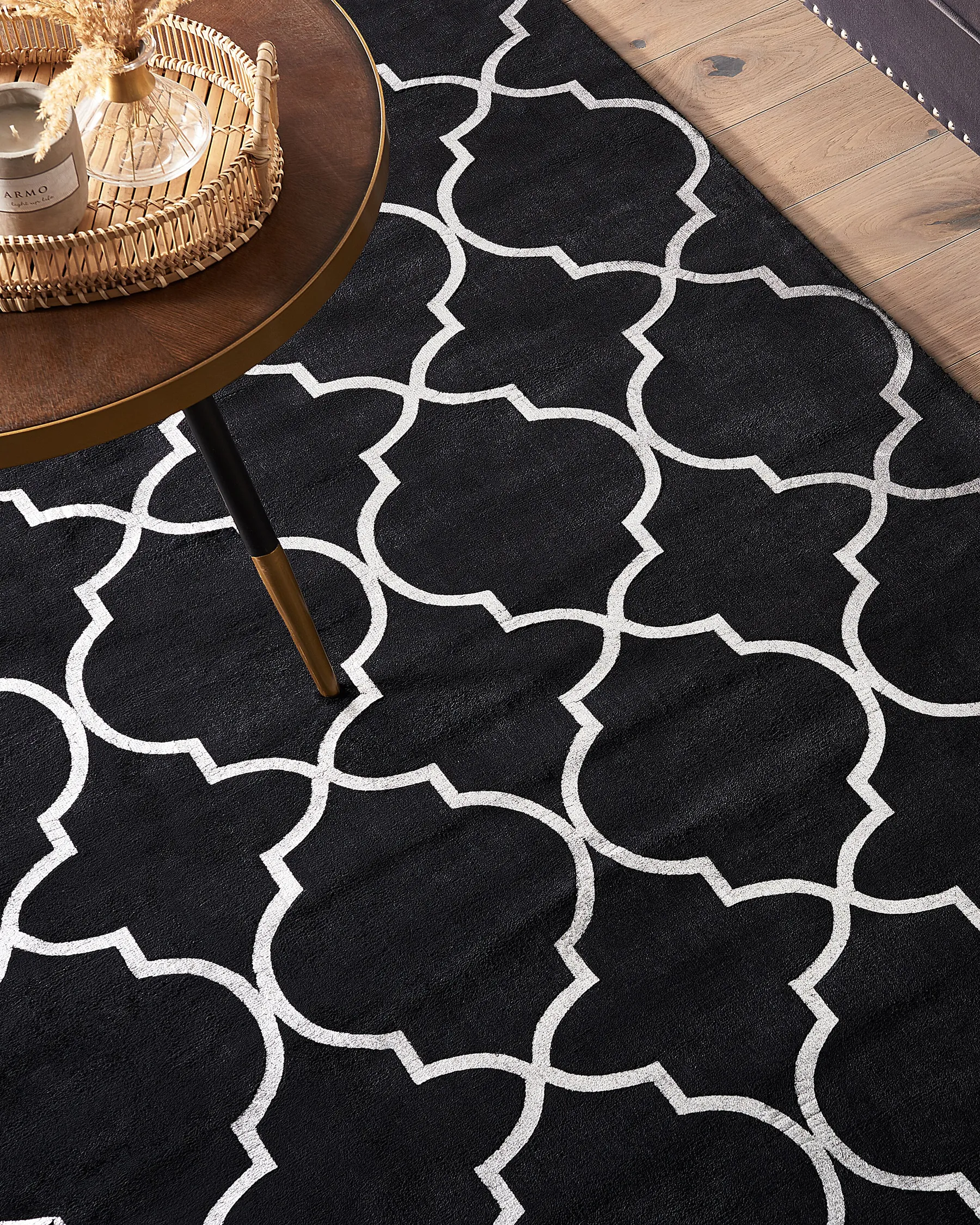 Rug YELKI Black 140 x 200 cm Viscose_762440