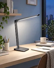 Lámpara LED de escritorio PICTOR con regulador de intensidad Gris oscuro_1187158