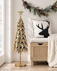 Décoration de Noël KOUVOLA 88 cm Arbre de Noël Doré_1173511