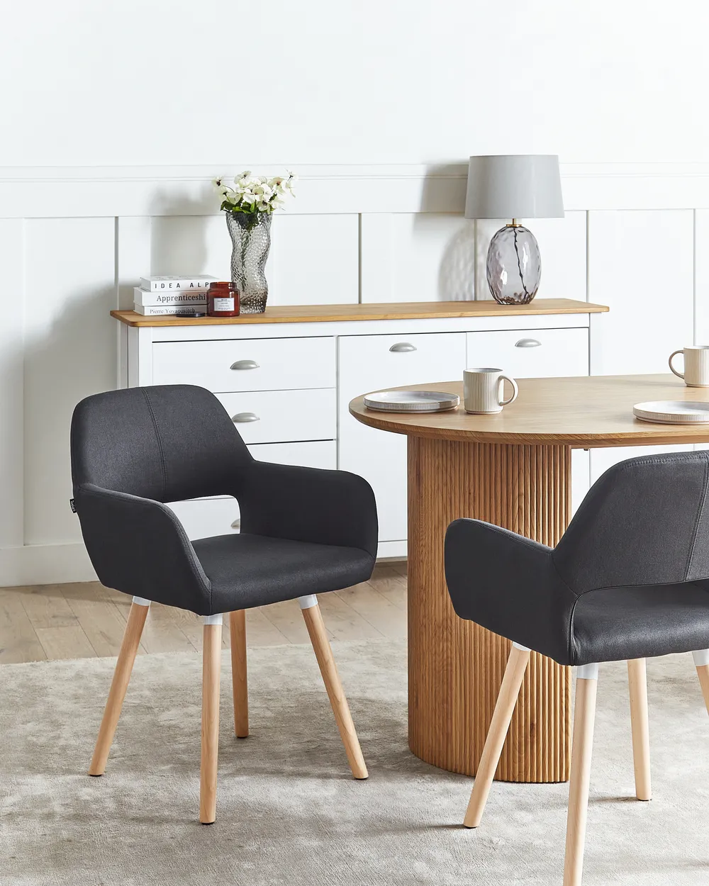Set of 2 Dining Chairs CHICAGO Fabric Black