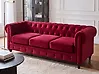 Sofa dla 3 osób CHESTERFIELD Welur Bordowy
