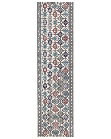 Teppich mehrfarbig 80 x 300 cm orientalisches Muster Kurzflor HACILAR