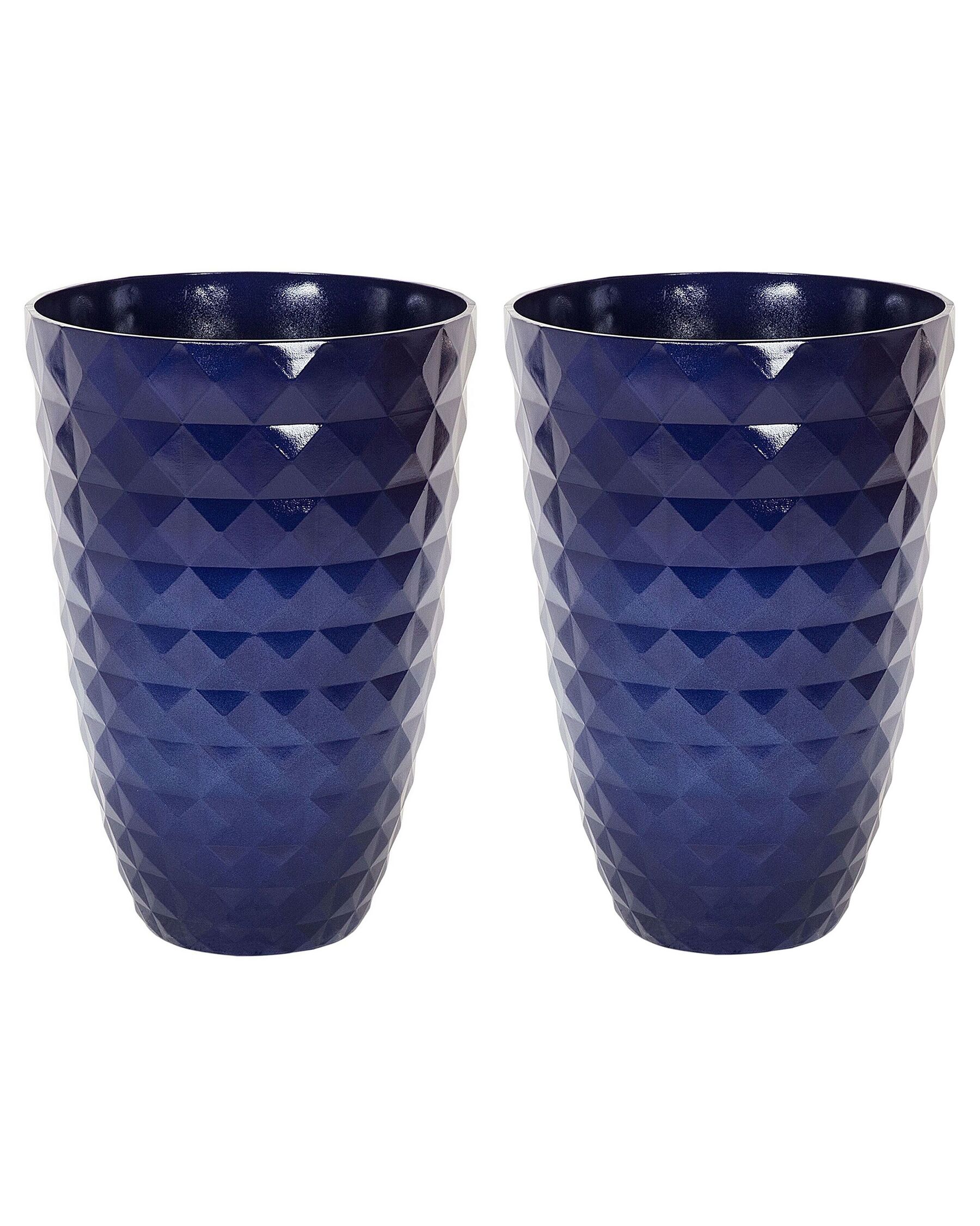 Conjunto de 2 vasos para plantas em fibra de argila azul marinho 35 x 35 x 50 cm FERIZA_844502