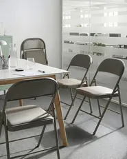 Set of 4 Folding Chairs SHASTA Metal Taupe_1039646