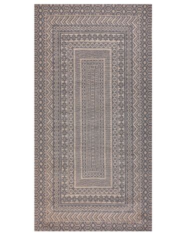 Teppich Jute beige / grau 80 x 150 cm geometrisches Muster Kurzflor BAGLAR
