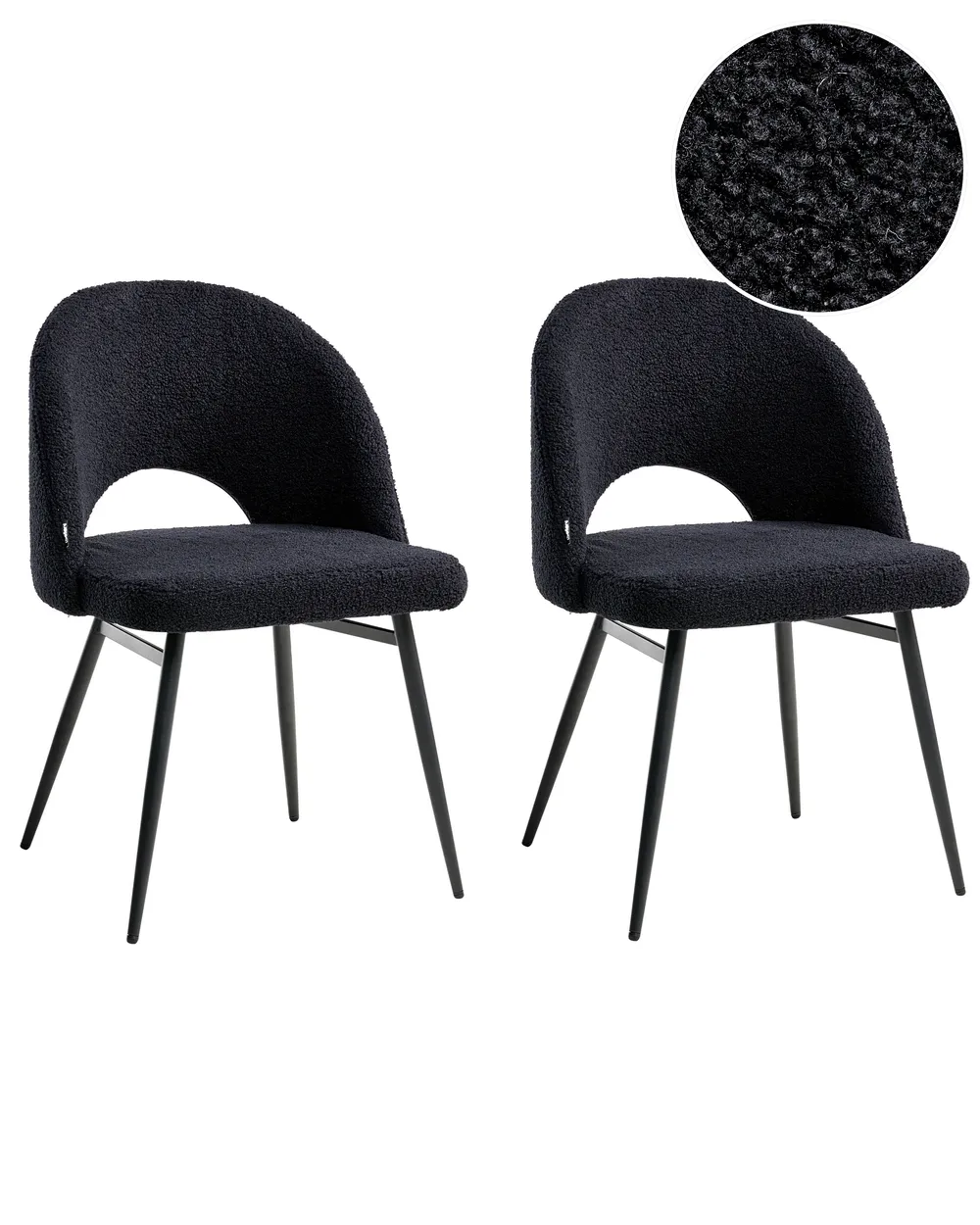 Set of 2 Dining Chairs ONAGA Boucle Black