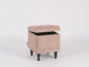 Pouf mit Stauraum LORETTO Samtstoff Beige_1186160