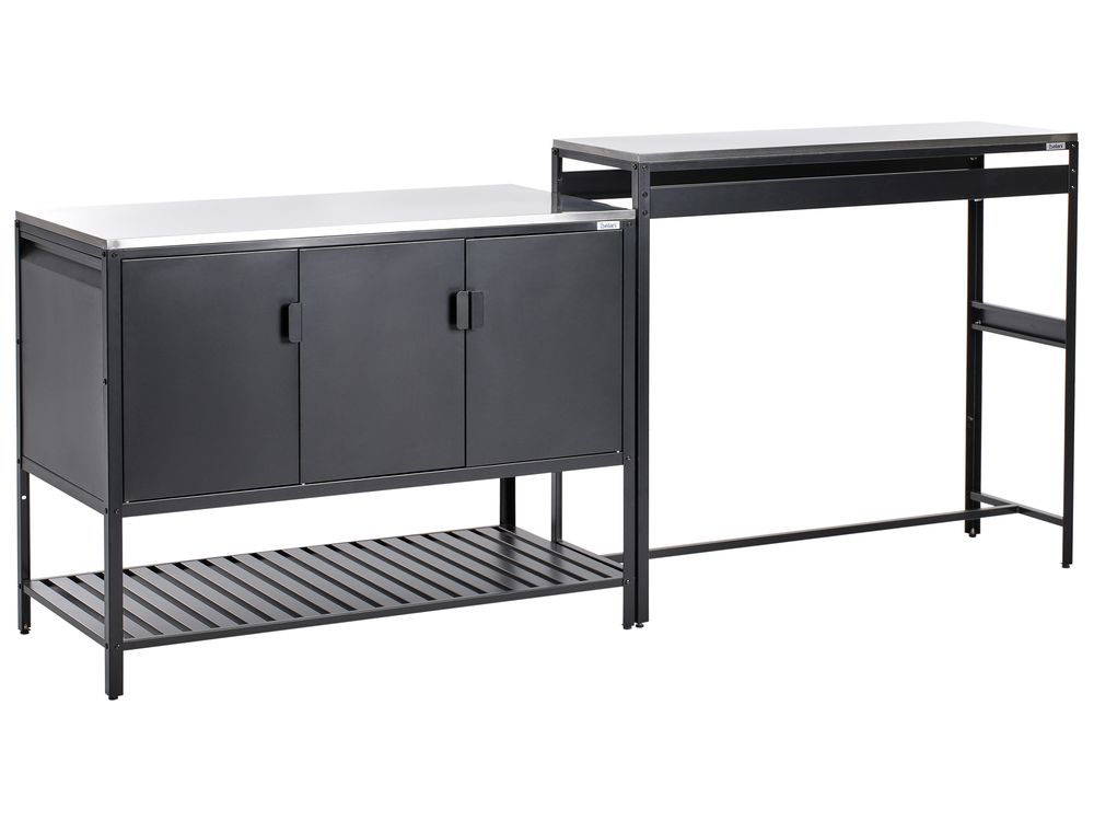 Set bucătărie de exterior din 2 piese cu masă de bar MAENZA Negru Metal