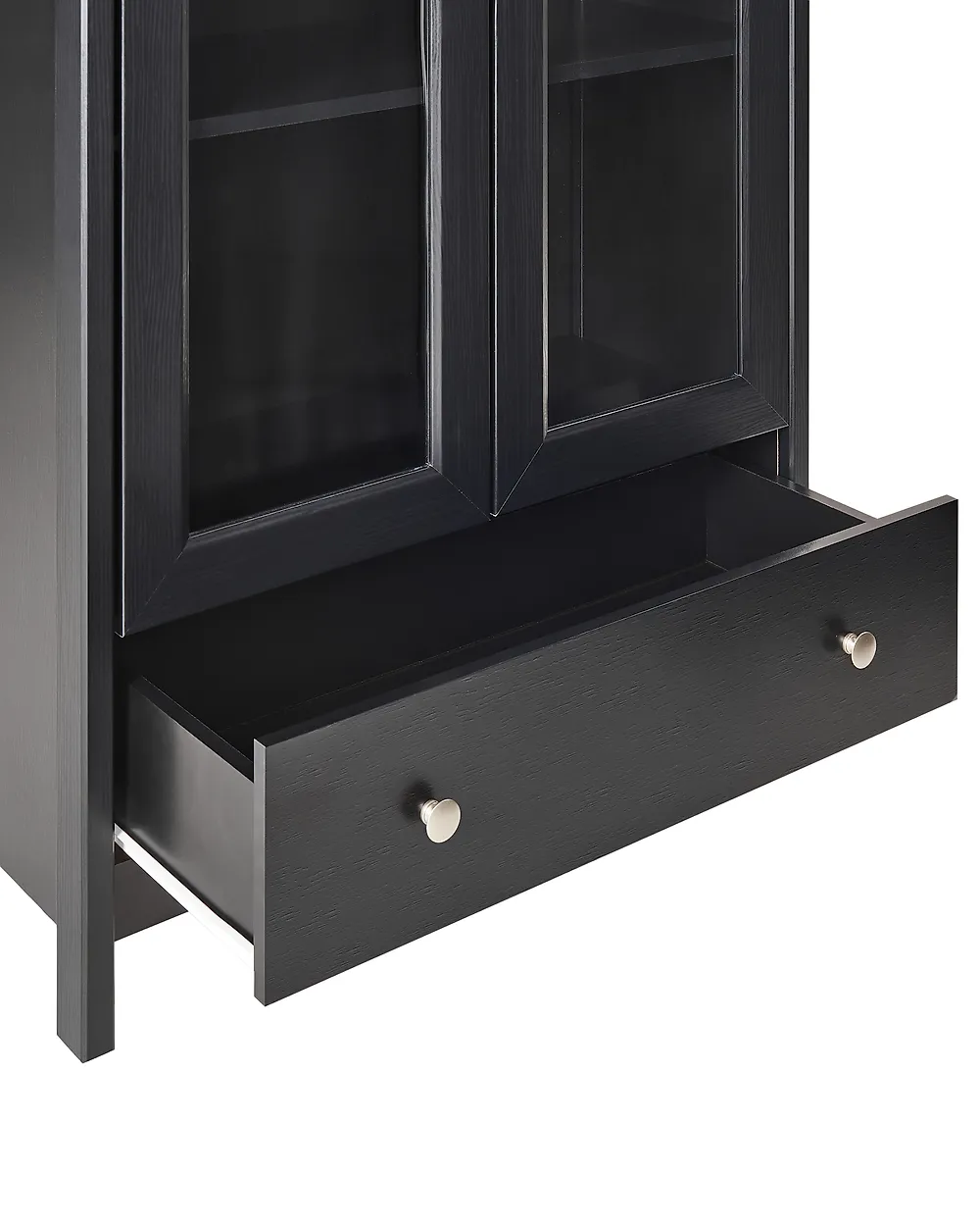 Armoire Vitrine Avec Portes Verre - 178x79x40cm - Panneau Particules Marron Clair - Style Cottage - 10