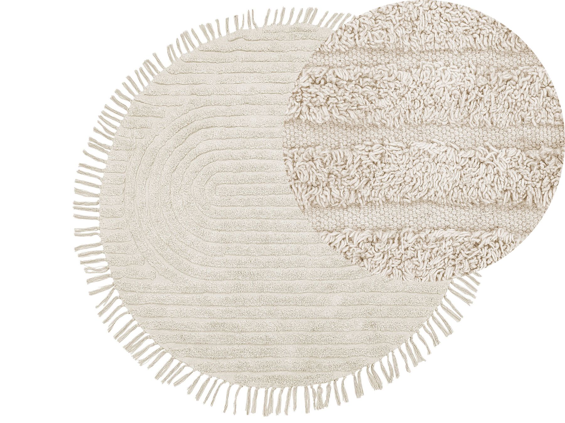 Teppich Baumwolle beige ⌀ 140 cm rund HALFETI_837567