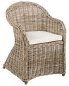 Gartensessel Rattan natürlich 2er Set Auflagen hellbeige SUSUA II_932940