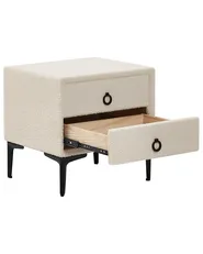 2 Drawer Bedside Table SEZANNE Boucle Off-White_939346