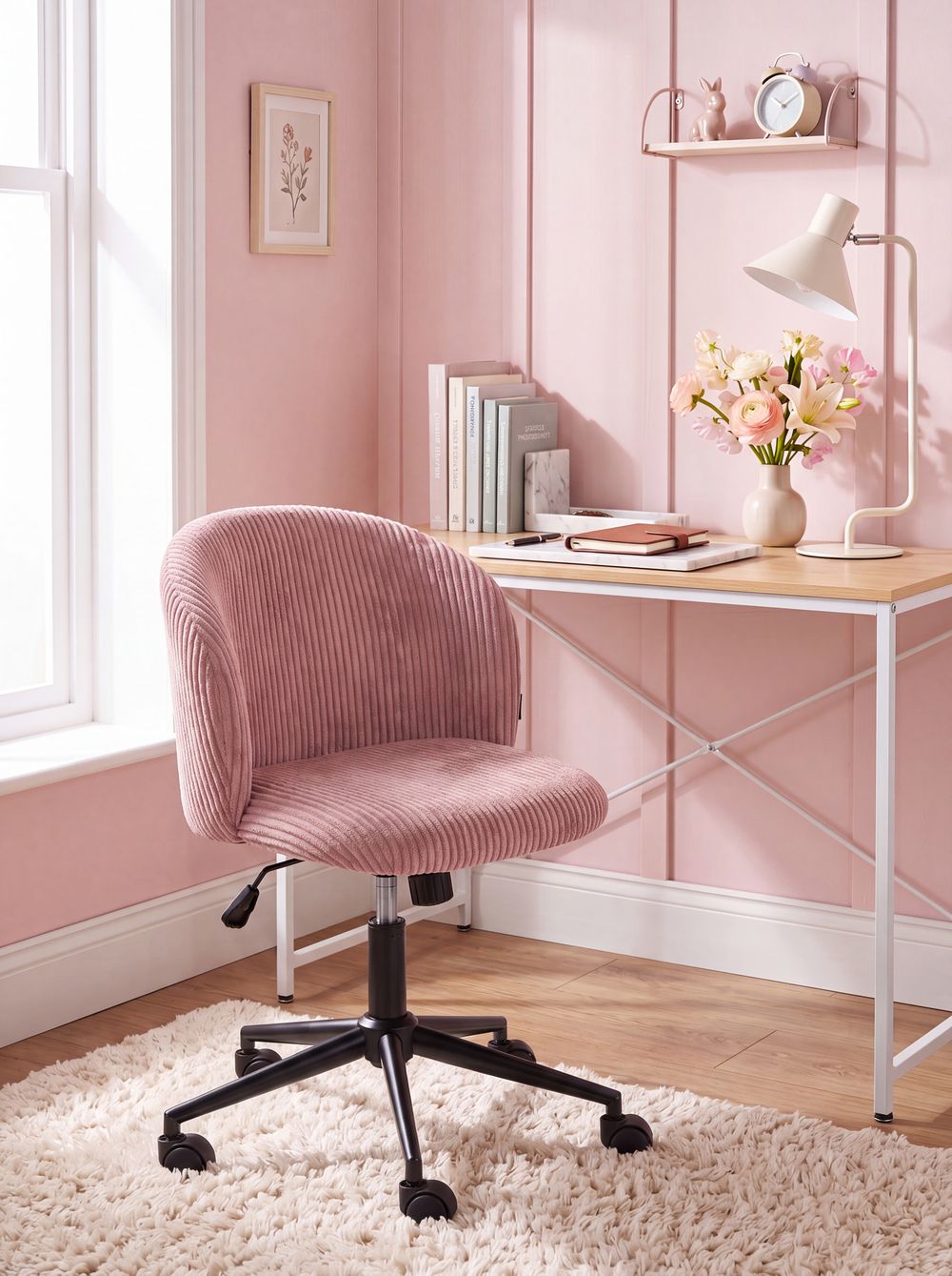 Office Chair MILES Corduroy Pink