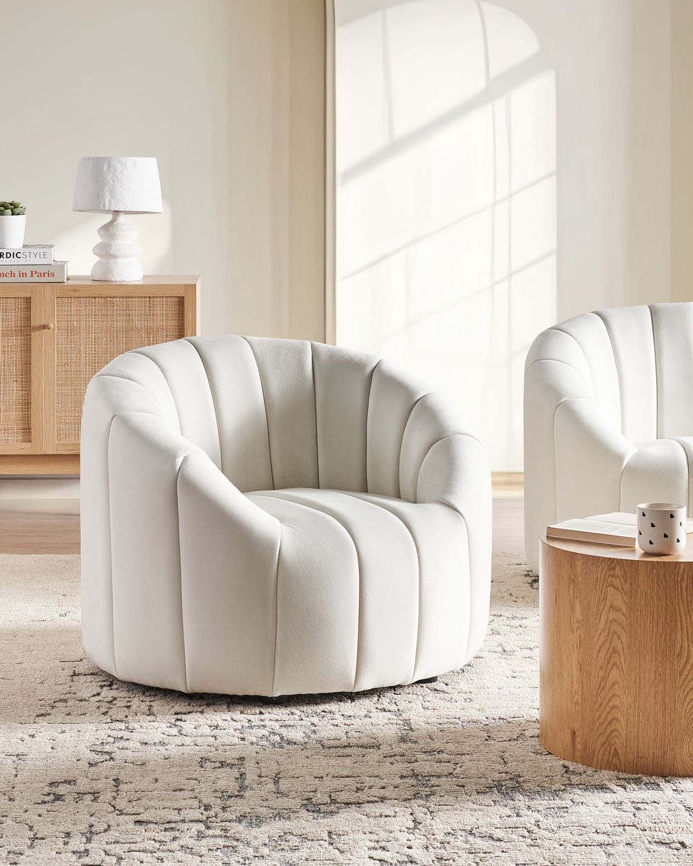 Armchair MALUNG Velvet Off-White