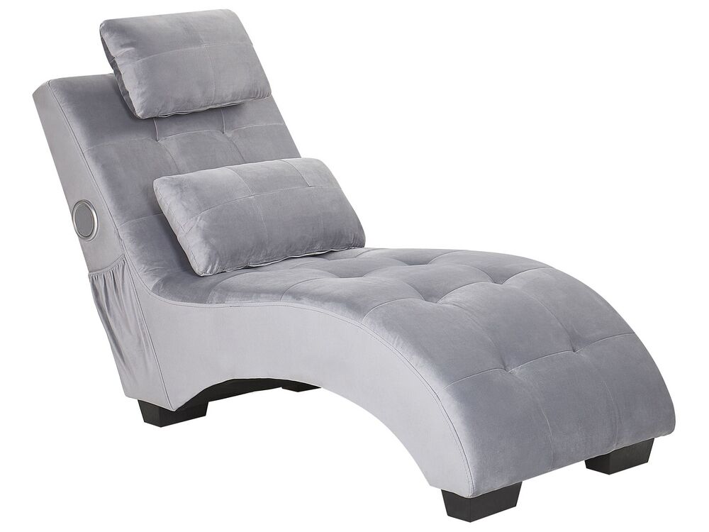 Chaise Longue SIMORRE with Built-In Bluetooth Speaker Velvet Grey