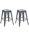 Set of 2 Bar Stools CABRILLO Metal Grey