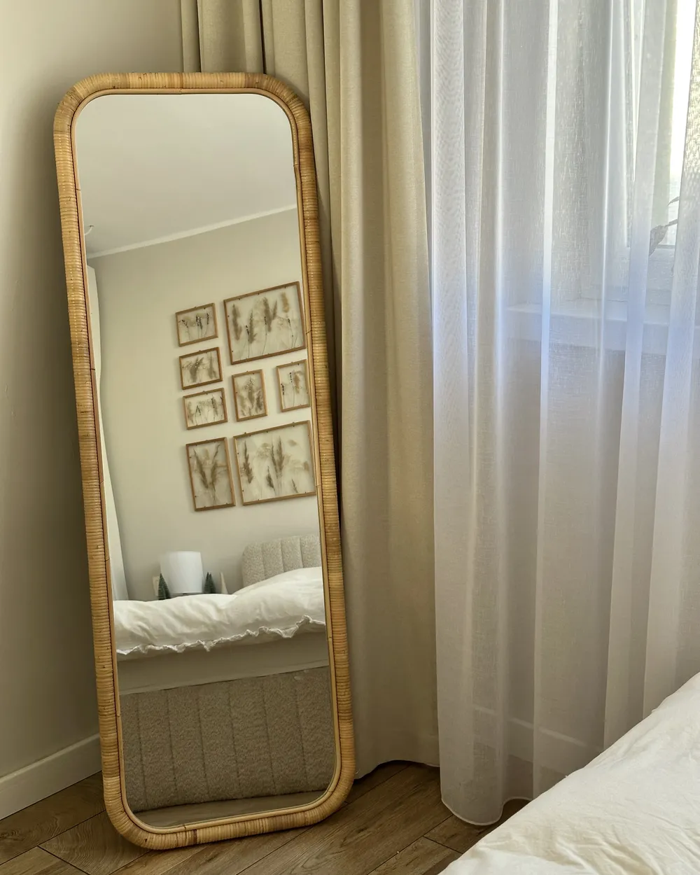 Standing Mirror MALANGE 150 cm Rattan Natural_973338