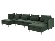 Modular U-Shape Sofa 4 Seater EGERIS Corduroy Dark Green_1067222