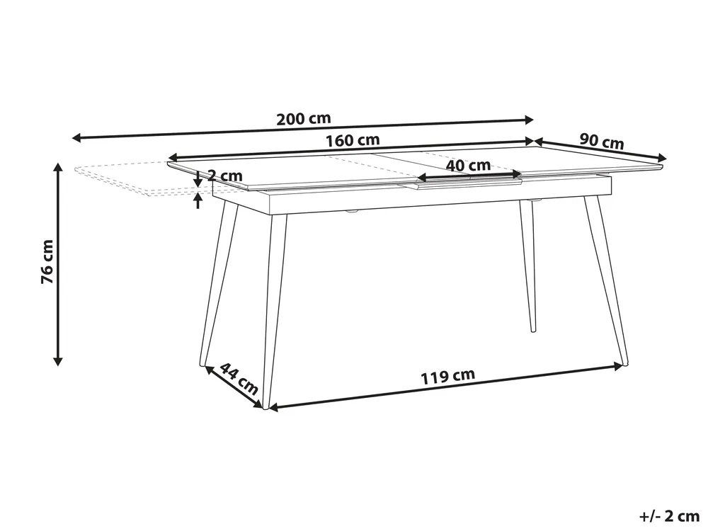 Extending Dining Table MALDON Black 160/200 cm 90 cm_793953