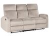 Sofa 3-osobowa welurowa z elektryczną funkcją relaksu beżowa VERDAL_921607