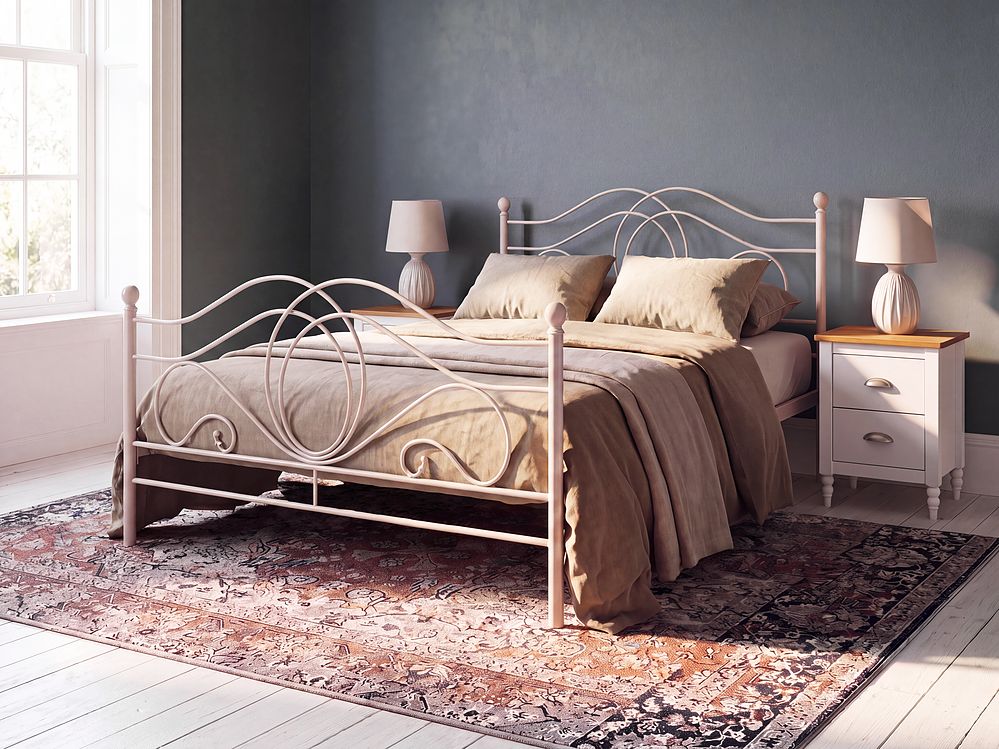 Bett mit Lattenrost Metall LYRA 160 x 200 cm Hellbeige