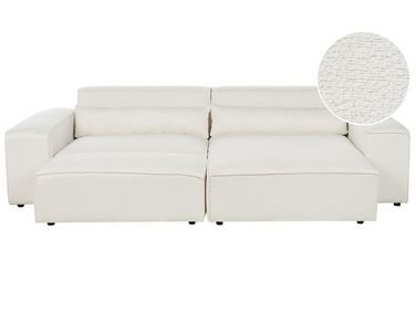 Canapé d'angle à gauche modulable 2 places en bouclé avec ottoman blanc HELLNAR