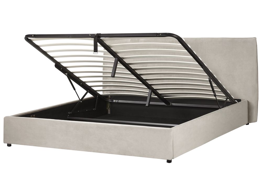 Ottoman Bed LAVAUR Velvet Taupe 180 x 200 cm (EU Super King)
