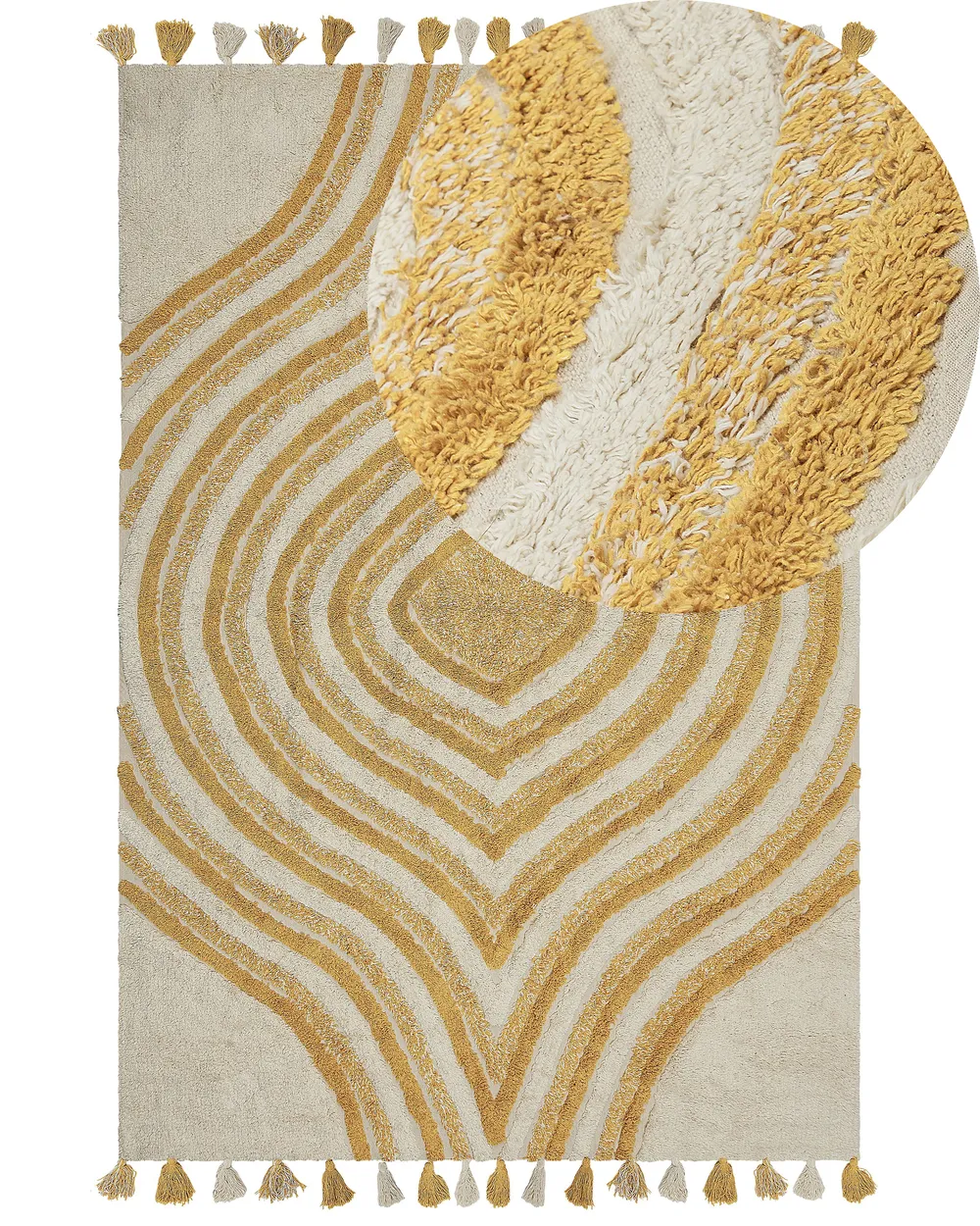 Tapis en coton beige et jaune Tailles différentes BINGOL