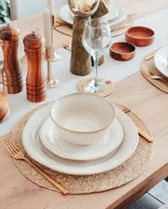 Set di 12 stoviglie CHERVIL Gres porcellanato Beige chiaro_976409