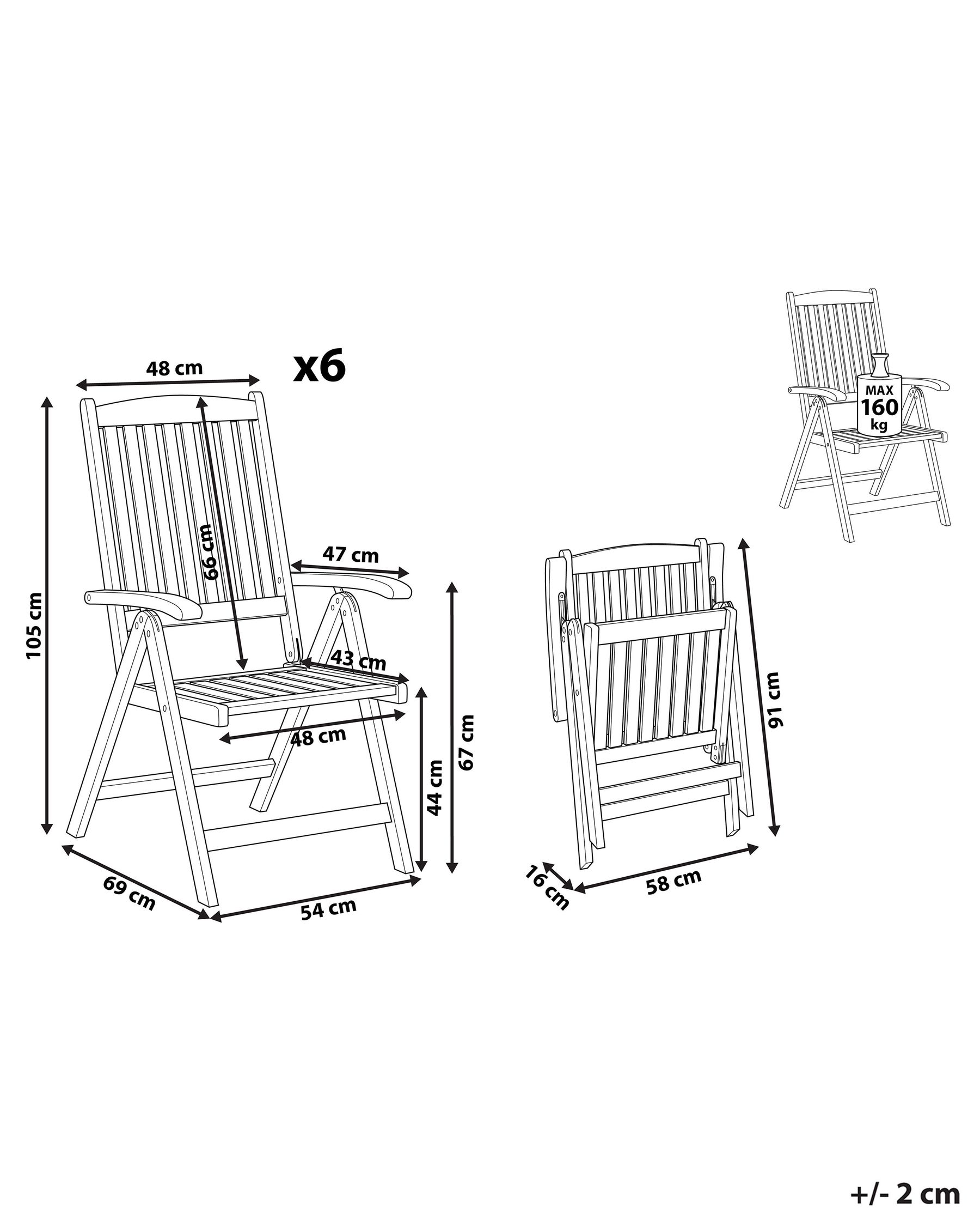 Set of 6 Garden Chairs JAVA Acacia Wood Light Brown_802461