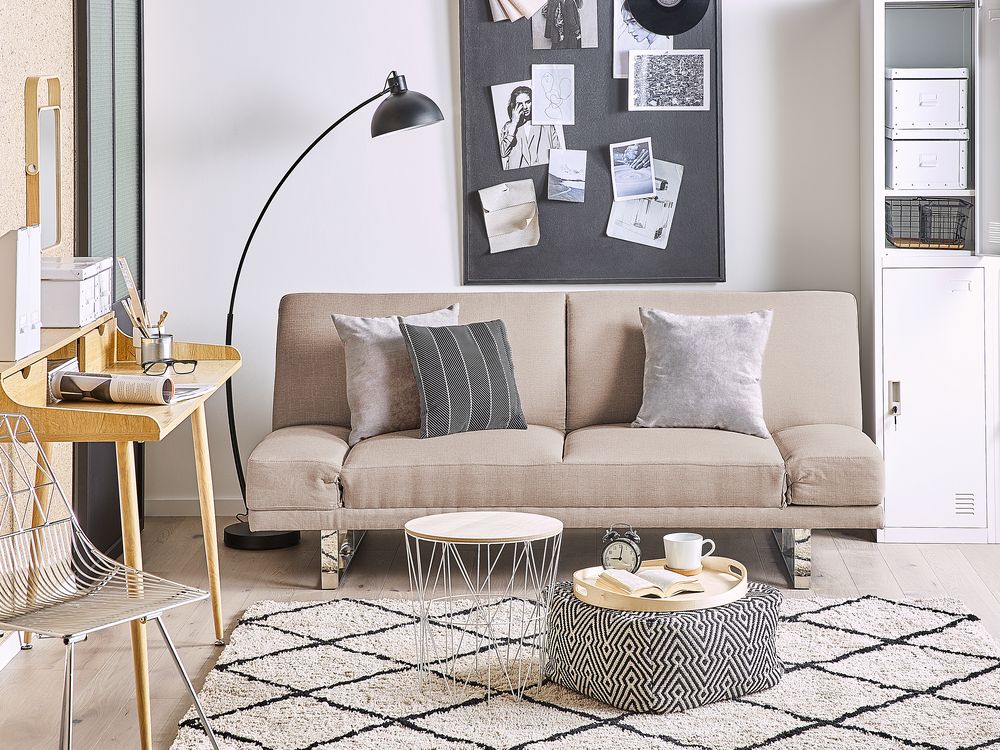 Sofa Bed 2 Seater YORK Fabric Beige