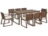 Zestaw ogrodowy stół i 8 krzeseł ciemne drewno z poduszkami złamana biel SASSARI_921305