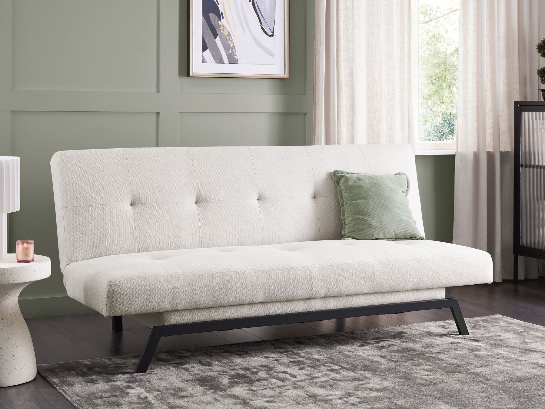 Fabric Sofa Bed Off White LEEDS_923256