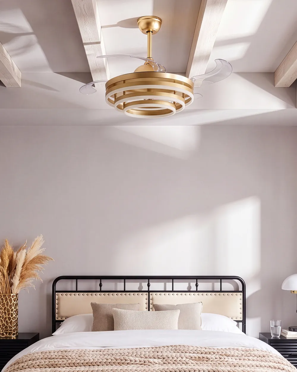 Ceiling Fan with Light AUCILLA with Remote LED Gold_1125705