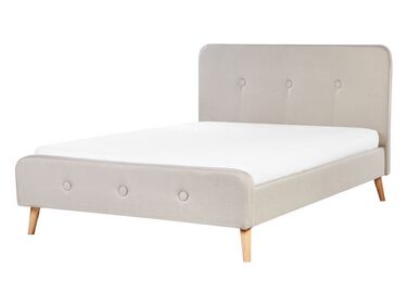 Letto con rete a doghe tessuto beige 140 x 200 cm RENNES