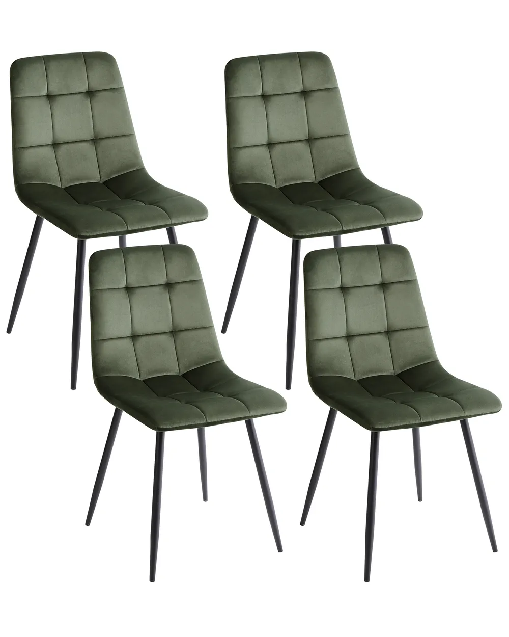 Set Di 2 Sedie Da Pranzo In Velluto Verde – Moderne Con Gambe In Metallo Nero - 5