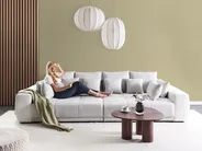 Sofa 4 Seater TORPO Fabric Light Beige_958974