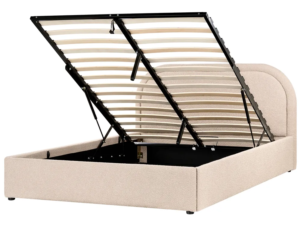 Bett mit Stauraum QUILLIEN Bouclé Beige 140 x 200 cm_989874