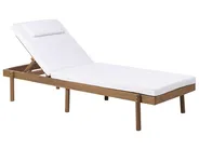 Sun Lounger with Cushion MARCETELLI Reclining Acacia Wood White_1034546