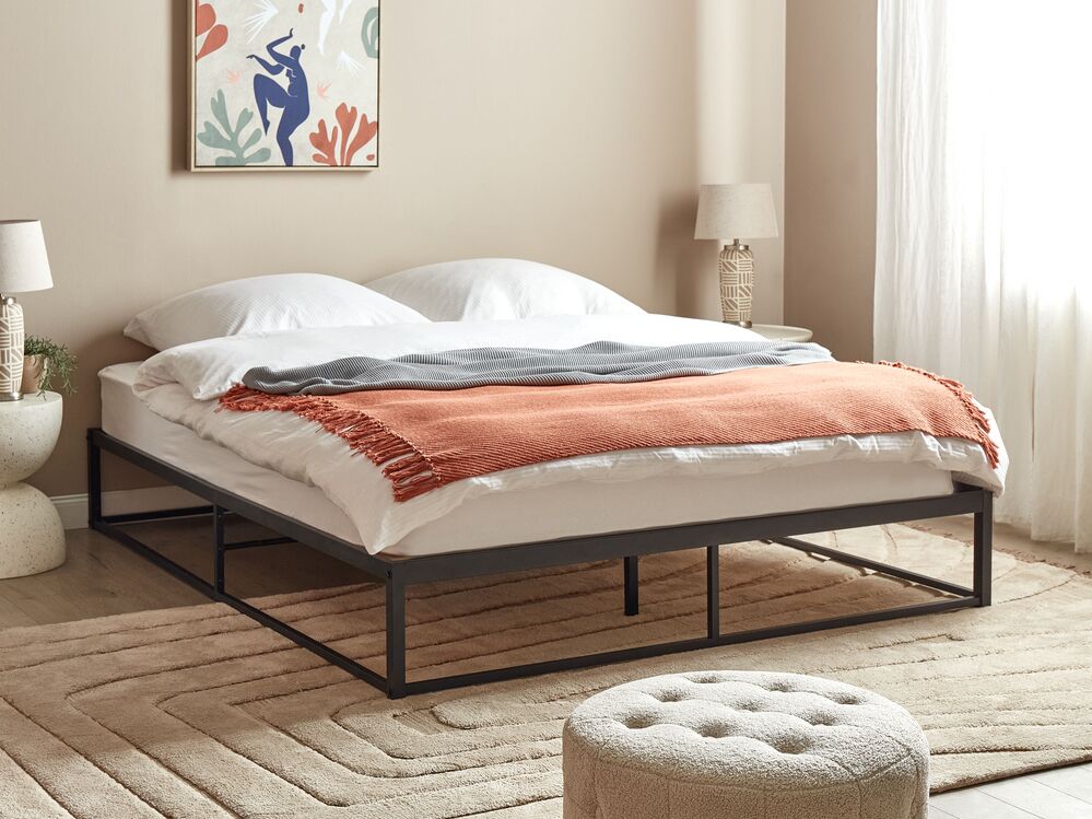 Lit avec sommier Métal VIRY 160 x 200 cm Noir