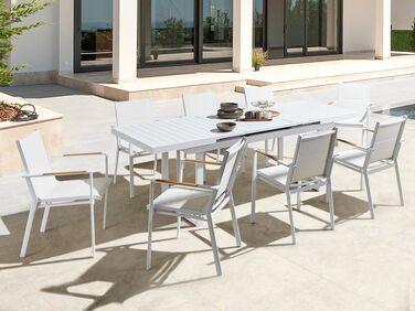 8 Seater Aluminium Garden Dining Set White VALCANETTO/BUSSETO