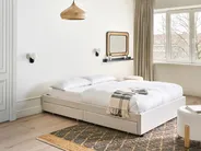 Bett mit Schubladen ohne Kopfteil PRADES Stoff Hellbeige 140 x 200 cm_996124