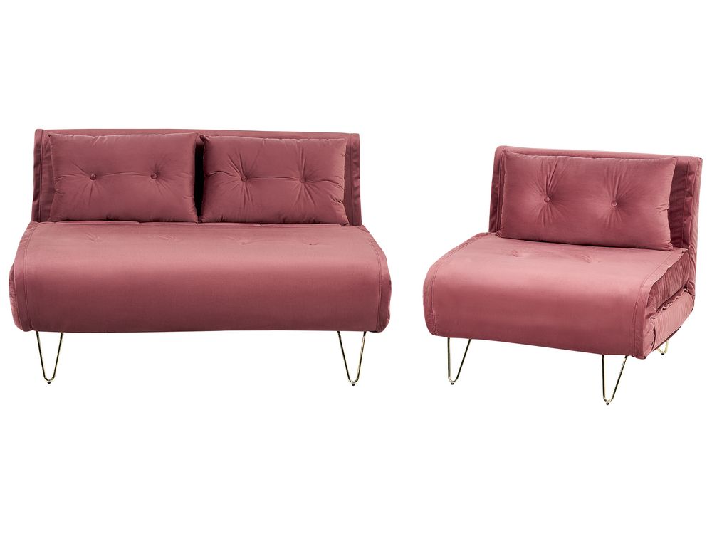 Ensemble de salon 3 places VESTFOLD Velours Rose